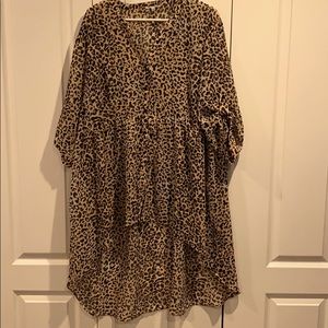 Button up high low blouse